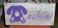 Welcome Bunny Butt Wood Vinyl Spring Sign Decor - Heartfelt Giver
