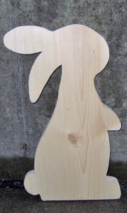 Accentuate your spring decor with this wooden bunny rabbit.  Perfect unfinished as it is or as a diy painting project to match your home aesthetics. 
