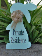 Bunny Rabbit Farmhouse Primitive Rustic Country Private Residence Wood Vinyl Sign Porch Sign Home Decor Front Door Decor Privacy Door Gift - Heartfelt Giver