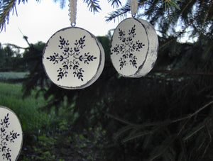Snowflake Wood Vinyl Christmas Tree Ornaments Christmas July Holiday Distressed Rustic Farmhouse Wooden Ornaments Home Decoration Gifts Art - Heartfelt Giver