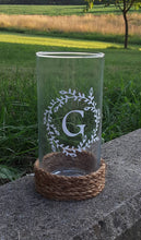 Load image into Gallery viewer, Flower Glass Vase with Last Name Initial Monogram Vinyl Table Top Decor - Heartfelt Giver