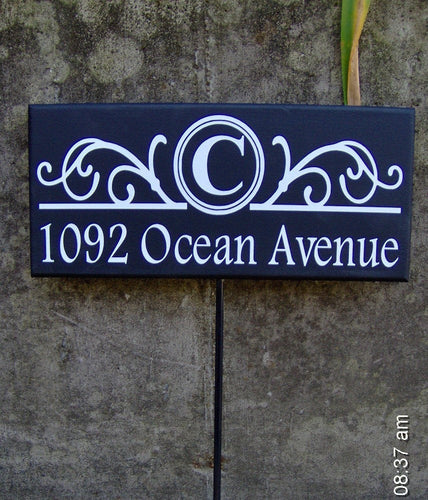 Initial Monogram and Street Address Custom Sign
