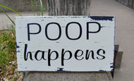 Poop Happens Distressed Farmhouse Rustic Wood Vinyl Sign Bathroom Home Decor Shelf Sitter Block Sign Powder Room Wall Hanging Wall Decor - Heartfelt Giver