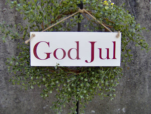 God Jul Swedish Merry Christmas Sign Wood Vinyl Sign Family Holiday Signs For Wreaths Front Porch Door Decor Farmhouse White Signs Wall Art - Heartfelt Giver