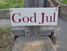 Load image into Gallery viewer, God Jul Swedish Merry Christmas Sign Wood Vinyl Sign Family Holiday Signs For Wreaths Front Porch Door Decor Farmhouse White Signs Wall Art - Heartfelt Giver