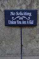 No Soliciting Unless You Are A Kid Wood Vinyl Sign Yard Stake Front Door Decor Entry Sign Porch Sign Scouts Home Decor Outdoor Door Sign - Heartfelt Giver