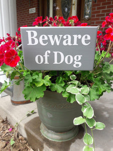 Beware of Dog Wood Vinyl Stake Sign Plaque Gray Yard Sign Porch Sign Outdoor Sign Garden Decoration Security Gray Yard Decor Dog Lover Gift - Heartfelt Giver