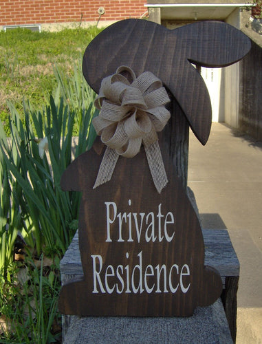 Bunny Rabbit Farmhouse Primitive Rustic Country Private Residence Wood Vinyl Sign Porch Sign Home Decor Front Door Decor Privacy Door Gift - Heartfelt Giver