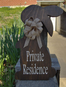 Bunny Rabbit Farmhouse Primitive Rustic Country Private Residence Wood Vinyl Sign Porch Sign Home Decor Front Door Decor Privacy Door Gift - Heartfelt Giver