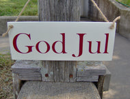 God Jul Swedish Merry Christmas Sign Wood Vinyl Sign Family Holiday Signs For Wreaths Front Porch Door Decor Farmhouse White Signs Wall Art - Heartfelt Giver