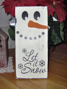 Winter Door Decor Let It Snow Snowman Wood Vinyl Wall Hanging Sign - Heartfelt Giver