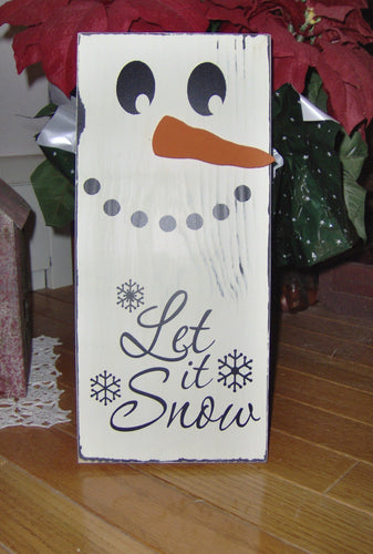 Winter Door Decor Let It Snow Snowman Wood Vinyl Wall Hanging Sign - Heartfelt Giver