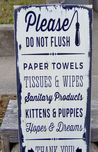 Please Do Not Flush Toilet Paper Only Bathroom Farmhouse Distressed Wood Vinyl Sign Restroom Washroom  Home Decor Restaurant Business Supply - Heartfelt Giver