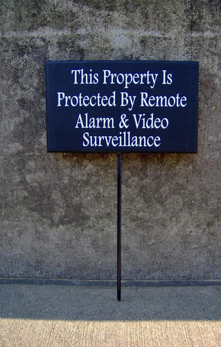 Property Remote Alarm Video Surveillance Wood Vinyl Outdoor Sign Camera Security Devise Warning Sign Front Yard Decor Porch Entrance Sign - Heartfelt Giver