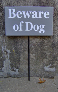 Beware of Dog Wood Vinyl Stake Sign Gray All Season Yard Art Garden Sign Outdoor Sign Dog Lover Gift Pet Signs Yard Signs Dog Signs Porch - Heartfelt Giver