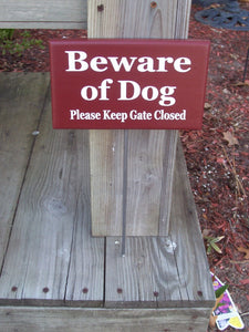 Beware of Dog Please Keep Gate Closed Wood Vinyl Stake Sign Dog Signs For Dog Owners Outdoor Yard Art Wooden Sign Dog In Yard Garden Sign - Heartfelt Giver
