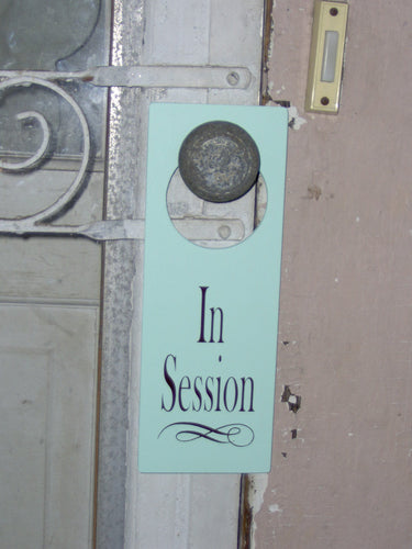 In Session Door Knob Hanger Wood Vinyl Sign Beach Style Color Business Office Retail Spa Sign Massage Sign Salon Therapy Doctor Personal - Heartfelt Giver