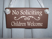 Load image into Gallery viewer, No Soliciting Children Welcome Wood Vinyl Sign Girl Scouts Kids Signs Wooden Signs Front Porch Signs Door Decor Door Sign Wall Plaque Home - Heartfelt Giver