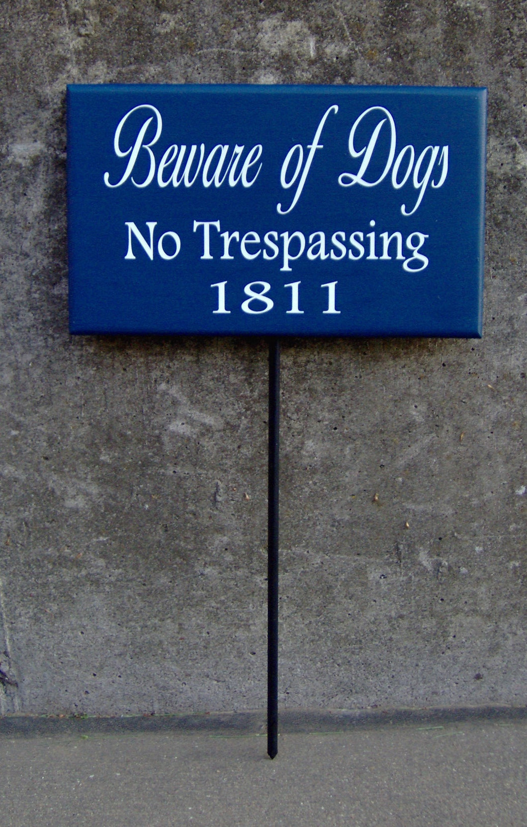Beware Of Dogs No Trespassing House Number Wood Vinyl Stake Sign Dog Decor Address Front Porch Yard Garden Private Do Not Disturb Navy Blue - Heartfelt Giver