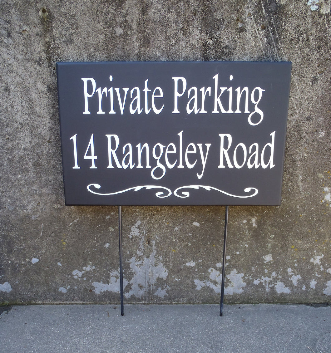 Private Parking House Number Street Address Wood Vinyl Stake Signs Street Name Sign Outdoor Driveway House Signs Yard Art - Heartfelt Giver
