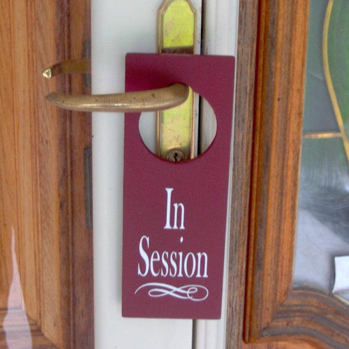 In Session Door Knob Hanger Wood Vinyl Door Sign Massage Therapy Beauty Salon Doctor Counselor Business Office Themed Gifts Door Decor Art - Heartfelt Giver