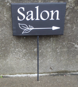 Salon Sign With Arrow Wooden Vinyl Signs Stake Decor Outdoor Exterior Home Business Signage Health Beauty Spa Massage Therapy Directional - Heartfelt Giver