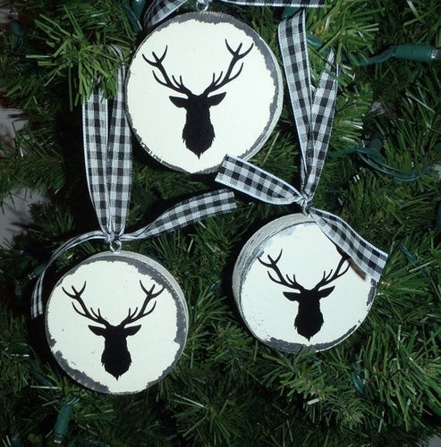 Reindeer Ornaments Distressed Wood Vinyl Christmas Tree Christmas July Holiday Rustic Farmhouse Wooden Ornaments Home Decoration Gifts  Art - Heartfelt Giver