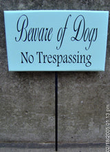 Load image into Gallery viewer, Beware Of Dogs No Trespassing Wood Vinyl Yard Stake Sign No Trespass Front Yard Decor Entry Home Sign Pet Supplies Dog Lover Gifts Warning - Heartfelt Giver