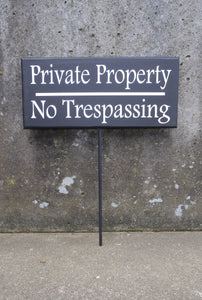 Private Property No Trespassing Wood Vinyl Front Yard Stake Decorative Signs Home Owner Business Owner Contractor Outdoor Signage Lawn Decor - Heartfelt Giver