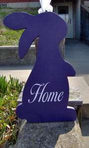 Bunny Rabbit Cutout Wood Vinyl Sign Porch Sign Home Decor Daily Front Door Decor Privacy Purple Outdoor Entryway Sign Holiday Themed Signage - Heartfelt Giver