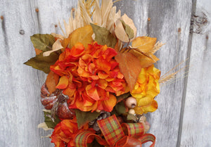 Fall Swag Wreath For Front Door Hanger Fall Flower Arrangement - Heartfelt Giver
