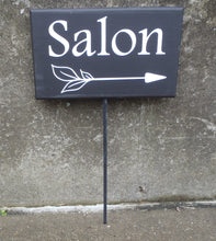 Load image into Gallery viewer, Salon Directional Arrow Wood Vinyl Stake Sign Beauty Salon Shop Wooden Business Decor Signs With Arrows Parking Lot Signs Storefront Decor - Heartfelt Giver