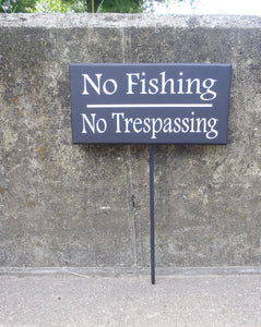 No Fishing No Trespassing Wood Vinyl Stake Sign Everyday Backyard Outdoor Sign For Yard Decoration Pond Lake Stream Home Sign Decor Keep Out - Heartfelt Giver