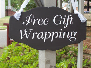 Free Gift Wrapping Shop Wood Vinyl Sign Stores Holiday Business Sign Retailers Retail Signage Store Display Sign All Seasons Sign Wall Art - Heartfelt Giver