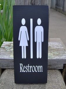 Bathroom Sign Restroom Sign Wood Vinyl Sign Unisex Men Women Ladies Gentlemen Washroom Sign Business Sign Office Supply Powder Room Door - Heartfelt Giver