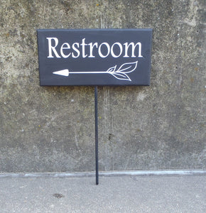 Restroom Directional Arrow Wood Vinyl Stake Sign Wooden Wedding Business Decor Family Gathering Party Banquet Signs Event Directional Arrows - Heartfelt Giver