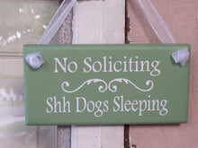 Load image into Gallery viewer, No Soliciting Shh Dog Sleeping Sign Wood Vinyl Sign Do Not Disturb Security Sign Pet Supplies Dog Sign Dog Decor Dog Lover Gift Porch Sign - Heartfelt Giver