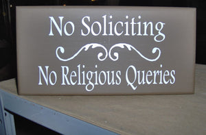 No Soliciting Signs For Home No Soliciting No Religious Queries Wood Vinyl Signs For Business Residential Door Decor Yard Signs House Porch - Heartfelt Giver
