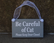 Load image into Gallery viewer, Signs for Cats Please Keep Door Closed Wood Pet Front Door Hanger Decor