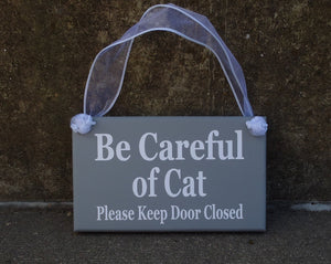Signs for Cats Please Keep Door Closed Wood Pet Front Door Hanger Decor