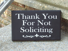 Load image into Gallery viewer, Thank You No Soliciting Wood Vinyl Signs New Home Gift Entryway Decor Gift Ideas For Family Outdoor Front Porch Decor Interior Exterior Door - Heartfelt Giver