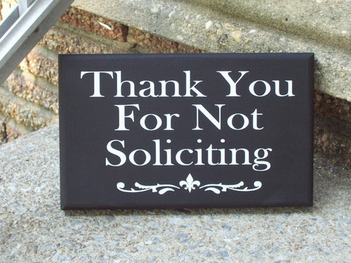 Thank You No Soliciting Wood Vinyl Signs New Home Gift Entryway Decor Gift Ideas For Family Outdoor Front Porch Decor Interior Exterior Door - Heartfelt Giver