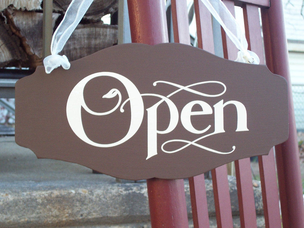 Open Sign Closed Wood Vinyl Sign Country Home Decor Brown Signs Store Signage Boutique Decor Everyday Front Door Decor Custom Cut Signs Art - Heartfelt Giver