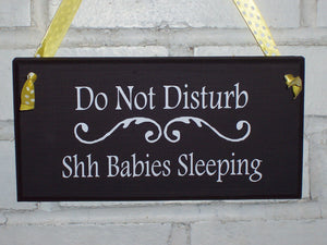 Do Not Disturb Babies Sleeping Wood Sign Vinyl Door Hanger Wall Hanging Mother To Be Mother's Day Baby Shower Gift Baby Infant Bedroom Door - Heartfelt Giver