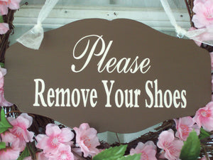 Please Remove Shoes Wooden Sign Vinyl Door Hanger Take Off Shoes Entry Door Sign No Shoes Home Decor House Sign Business Sign Office Brown - Heartfelt Giver