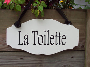 La Toilette Wood Vinyl Sign French Cottage Style Bathroom Sign Decor - Heartfelt Giver