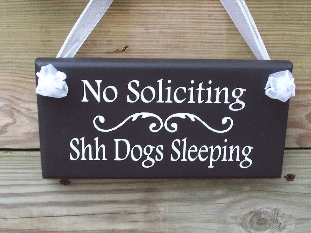 No Soliciting Shh Dogs Sleeping Wood Vinyl Sign Front Door Hanger Wall Hanging Dog Lover Gift Dog Signs For Yard Outdoor Sign Garage Sign - Heartfelt Giver