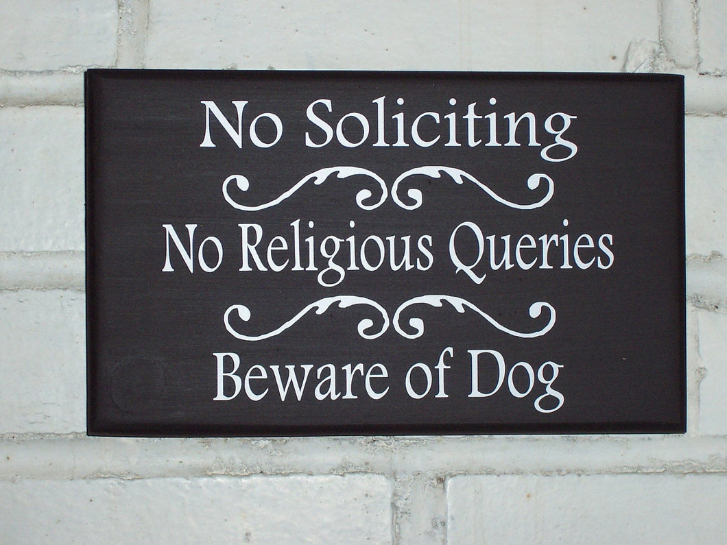 No Soliciting No Religious Queries Beware Dog Owner Signs Wood Vinyl Sign Welcome Decor Guard Dog Yard Sign Garden Home Decor New Home Gift - Heartfelt Giver
