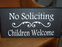 Load image into Gallery viewer, Front Door Sign No Soliciting Children Welcome Sign Wood Vinyl Sign Boy Girl Scouts Front Porch Entrance Yard Sign Do Not Knock Disturb Art - Heartfelt Giver