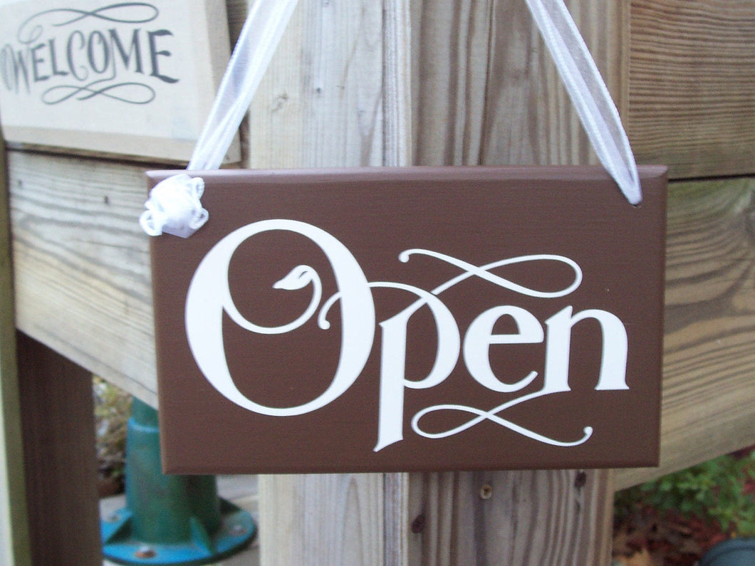 Open Closed  Wood Vinyl Sign Reversible Business Sign Office Supply Grand Opening Gift New Business Supplies Sign Front Door Welcome Signage - Heartfelt Giver